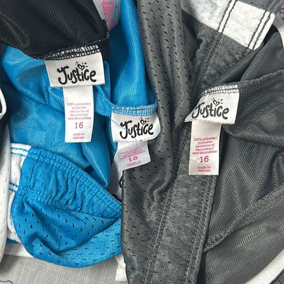 Justice girls 16 3 pairs blue gray black athletic shorts - Picture 2 of 7
